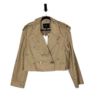 7 for all mankind floral tan crop jacket NWT